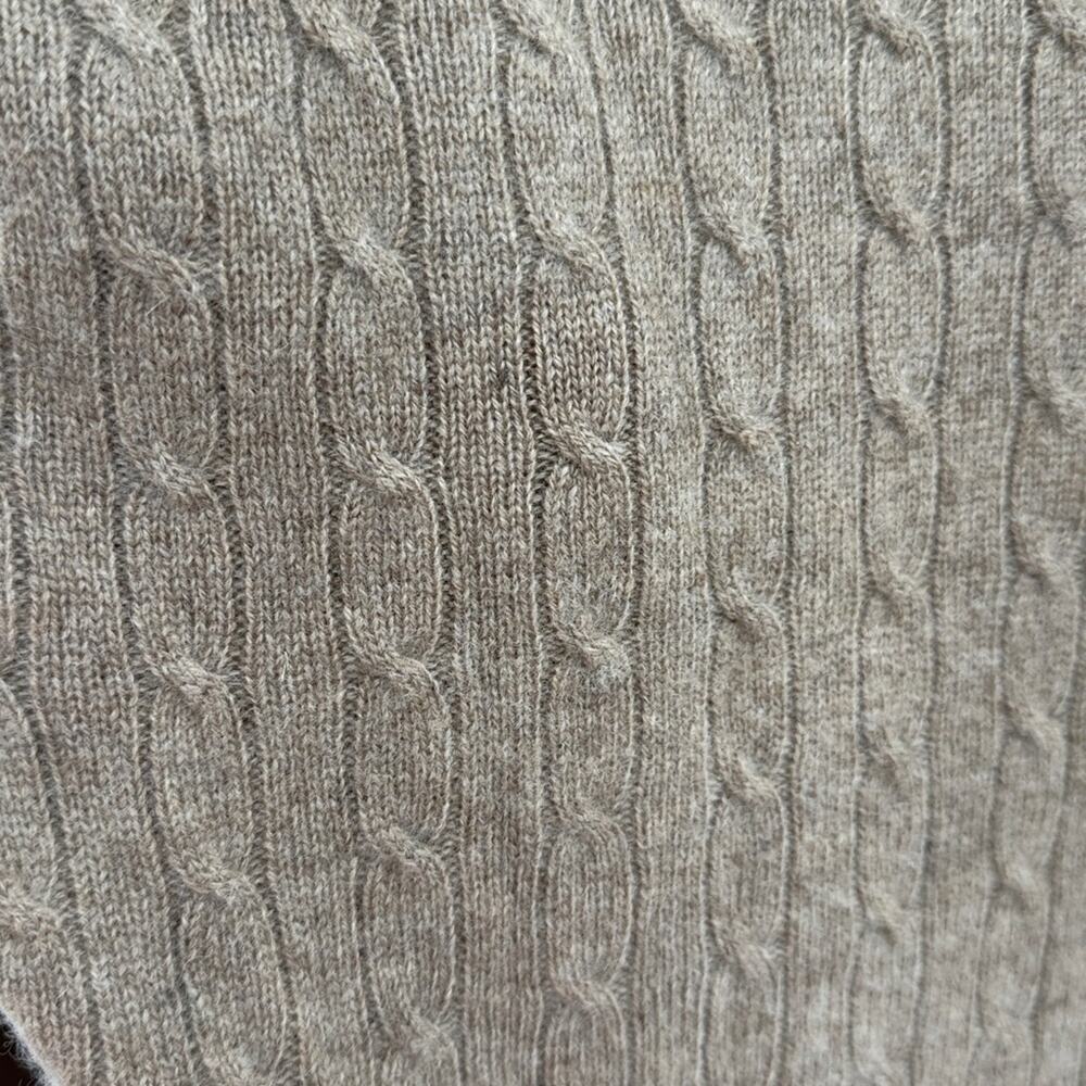 J. Crew Women's 100% Cashmere Cable Knit V-neck Sweater - Tan - Medium - Picture 4 of 5